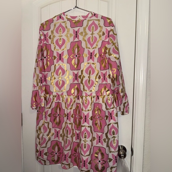 Jude Connally Pink and Gold Patterned Midi Dress - Picture 8 of 11